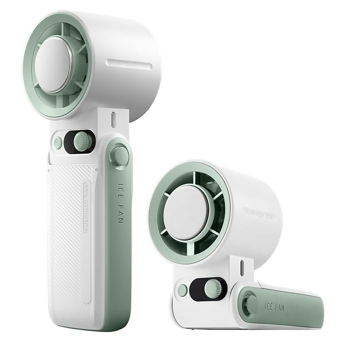 Portable Handheld Ice Fan with Cooling Metal Plate | 6000mAh Rechargeable Battery | 0-199 Speed Levels | USB Rechargeable Mini Fan with Digital Display | Foldable Desk & Travel Fan for Outdoor, Home & Office