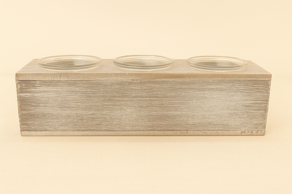 Rustic Wooden 'HOME' Tealight Candle Holder with Glass Cups – Farmhouse Style Decorative Centerpiece with Jute Bow and Heart Accent – Tabletop Decor for Living Room, Entryway, Mantel, or Housewarming Gift 3 candles