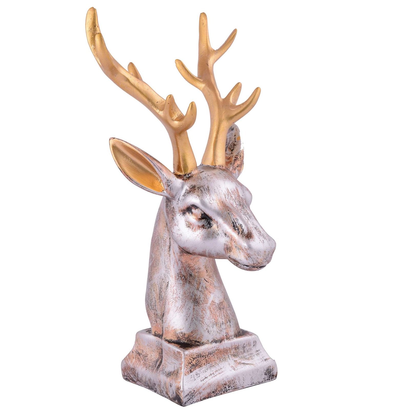 Resin Deer Head Showpiece Animal Figurine for Table Top Good Luck Vaastu Statue