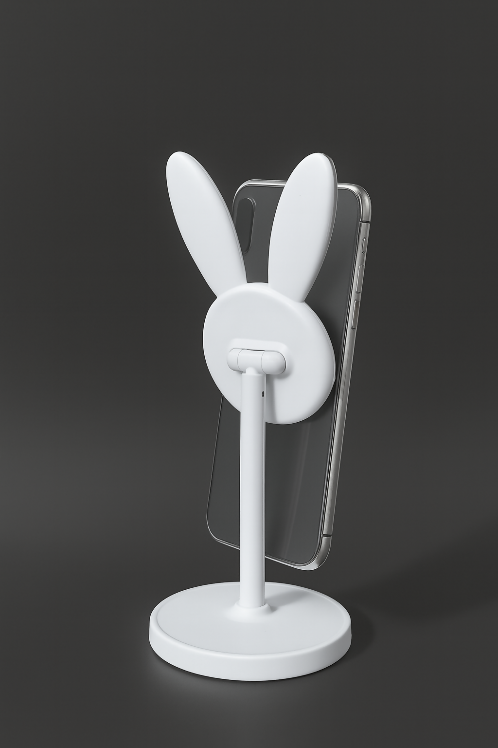 White Bunny Ear Tabletop Headphone Stand – Cute Desktop Headset Holder with Dual Hooks and Non-Slip Base for Gaming, Office, and Home