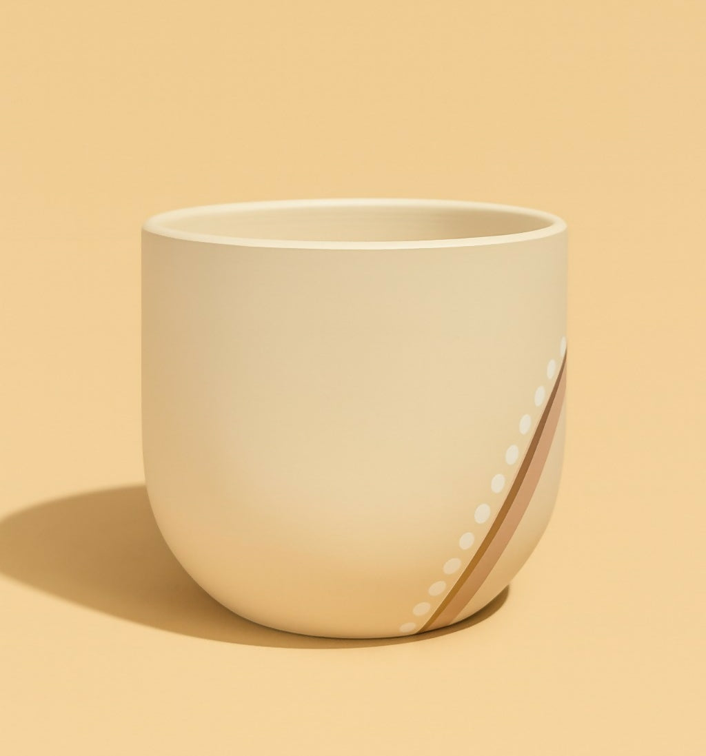 Boho Mandala Ceramic Planter Pot with Multicolor Tribal Print – Decorative Indoor Plant Pot for Succulents, Herbs, or Tabletop Decor – Round Pot with Cream Finish