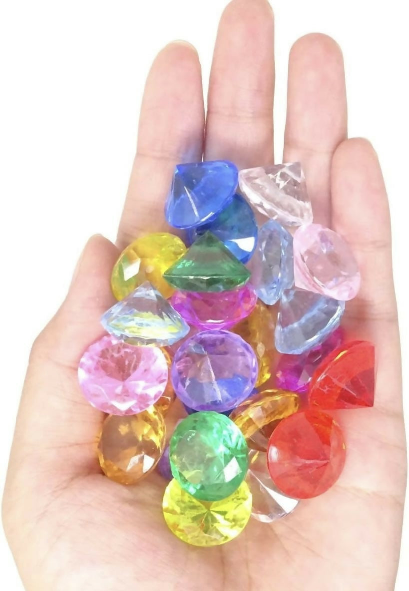 Multicolor Acrylic Diamond Gems – Round Cut Decorative Plastic Crystals for Crafts, Vase Fillers & Party Decor