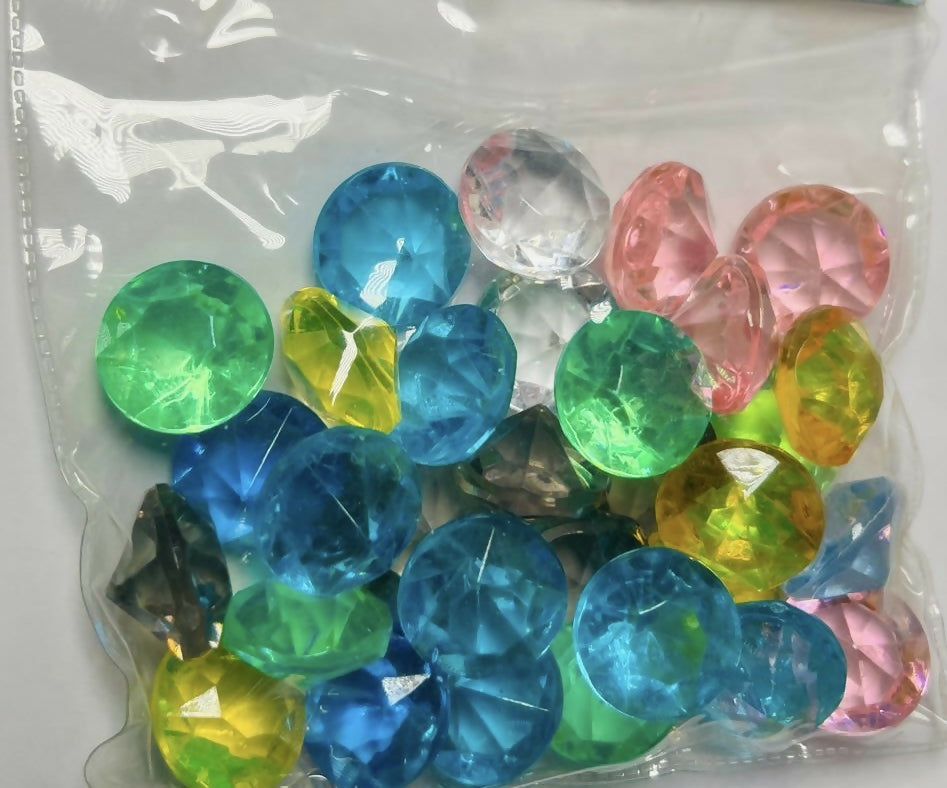 Multicolor Acrylic Diamond Gems – Round Cut Decorative Plastic Crystals for Crafts, Vase Fillers & Party Decor