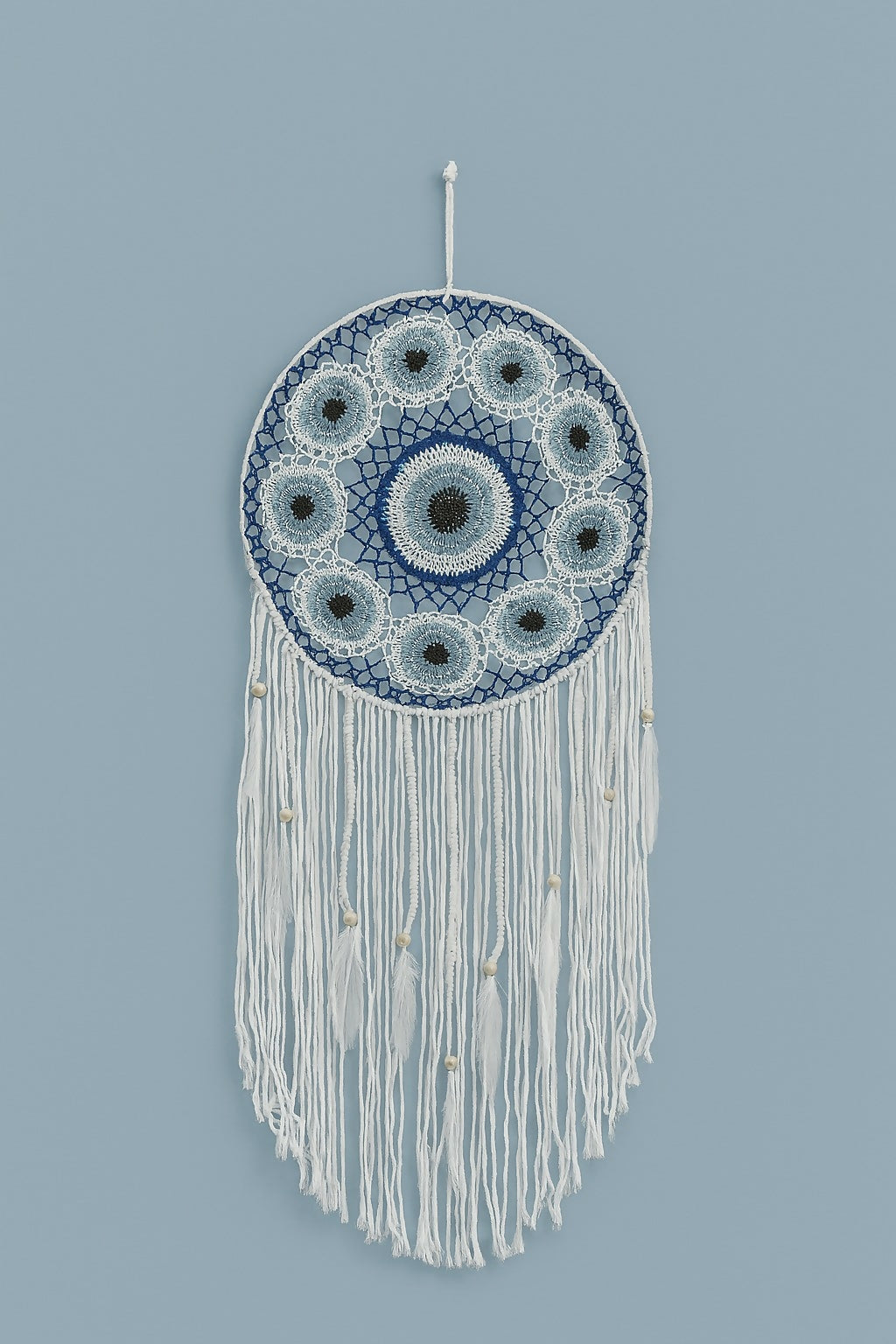 HOME DECOR Handmade Macrame Evil Eye Dreamcatcher Wall Hanging – Large Boho Crochet Wall Art with Cotton Tassels for Bedroom, Living Room, Home Decor & Gifting – Spiritual Protection Wall Hanging