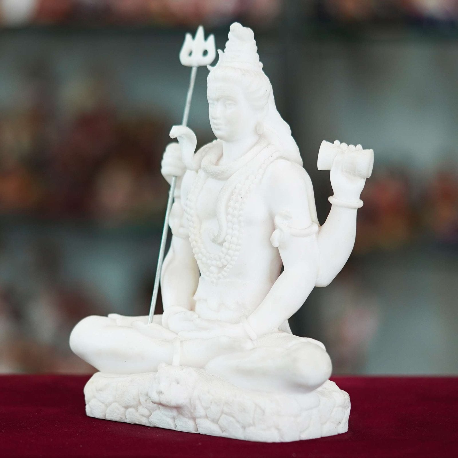 Marble Handmade Mahadev Shivaji Idol For Home Decor Handcrafted Showpiece For Table Decor( 8 INCHES HEIGHT)