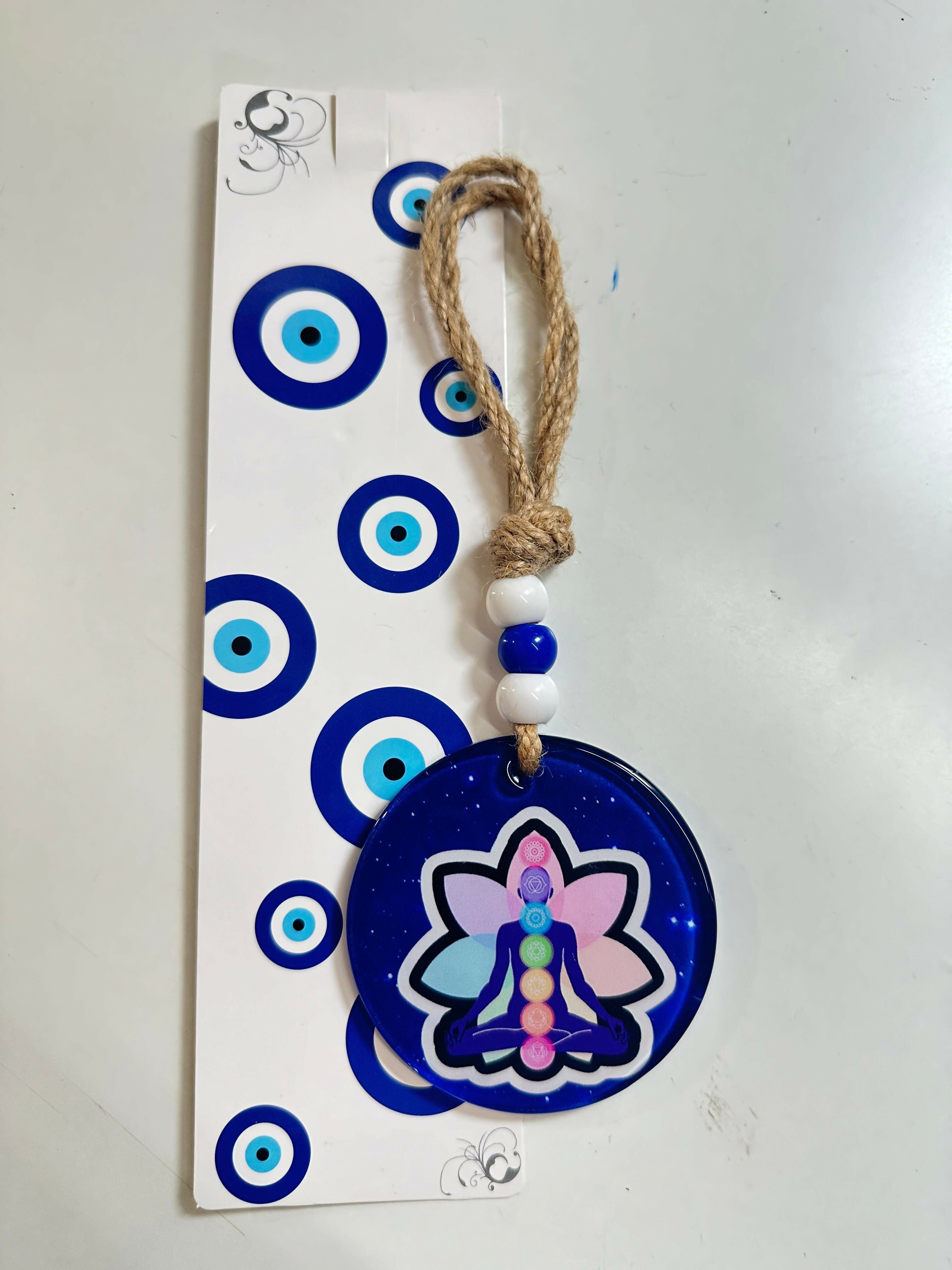 Chakra Healing Yoga Wall Hanging with Meditation Pose and Lotus Design – 7 Chakra Energy Balancing Decorative Ornament with Rope and Beads for Mindfulness, Reiki, Spiritual Home Décor & Gifts