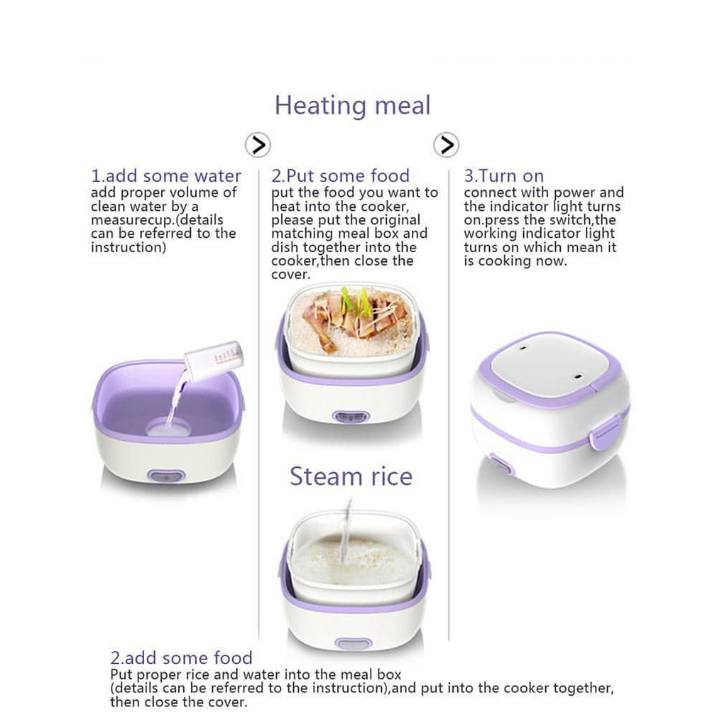 Customize Electric Lunch Box Portable Food Warmer Food Heating Lunch Box Removable Food-Grade Stainless Steel Compartments, 220V 200W, for Car, Truck, office 