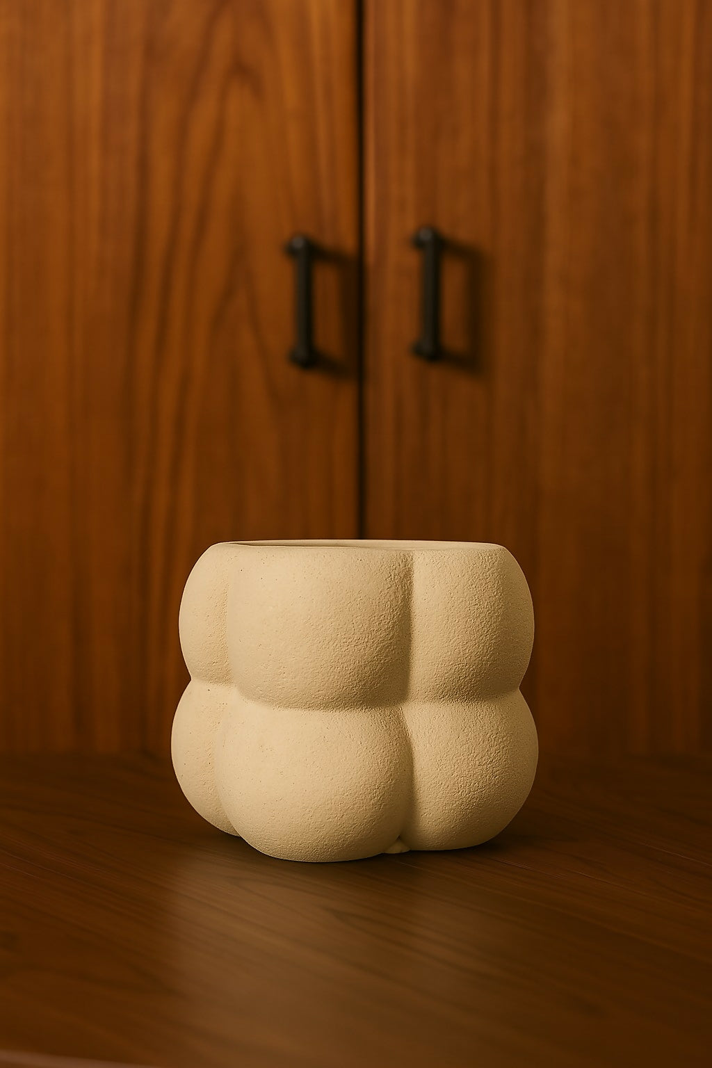 Beige Abstract Bubble Ceramic Planter Pot – Small Sculptural Indoor Plant Pot with Textured Finish for Succulents, Cacti, and Herbs – Modern Minimalist Decorative Pot for Home, Office, or Gifting