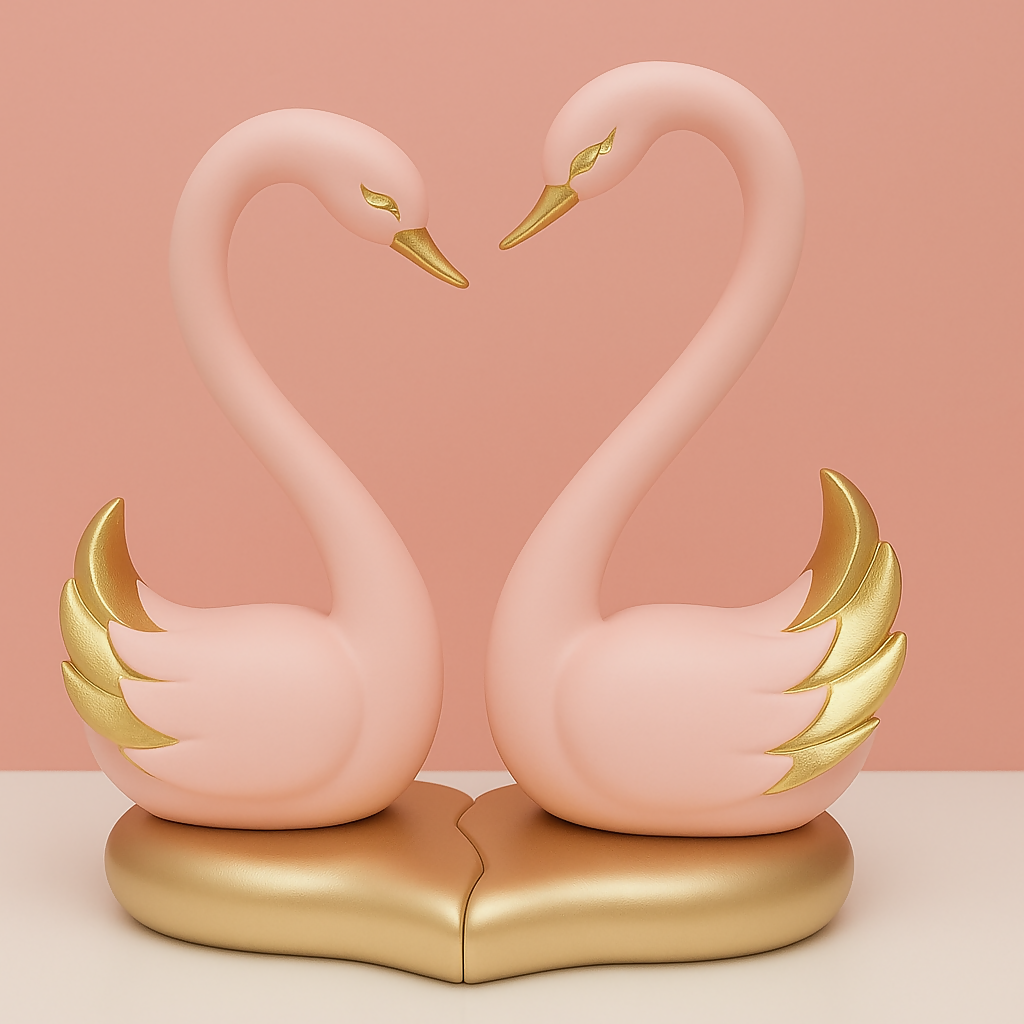HOME DECOR Romantic Pink Swan Couple Showpiece – Love Theme Home Decor Statue