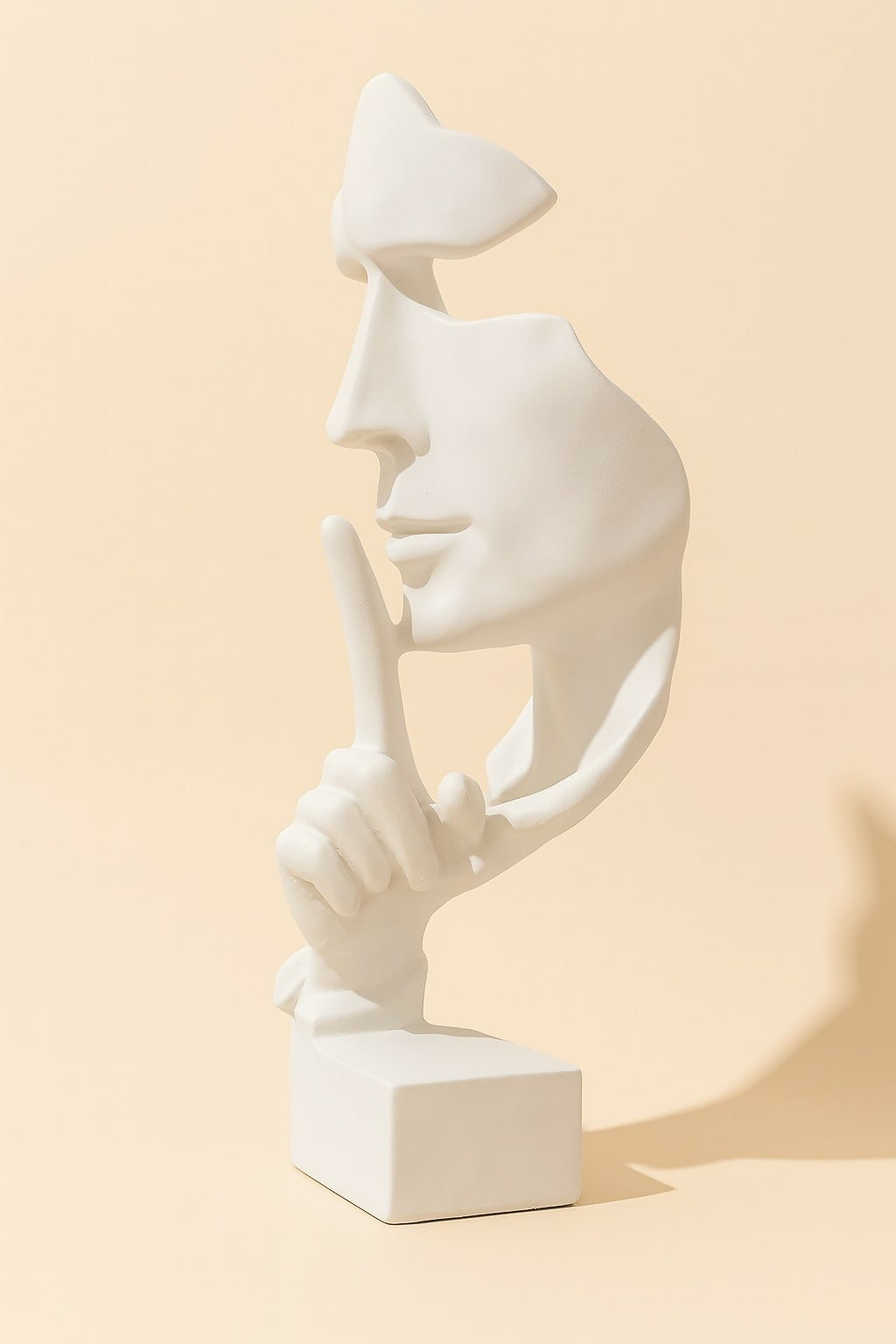 HOME DECOR Modern Abstract "Silence Face" Sculpture in White | Polyresin Decorative Showpiece for Home, Office, Living Room, Study Table & Gifting