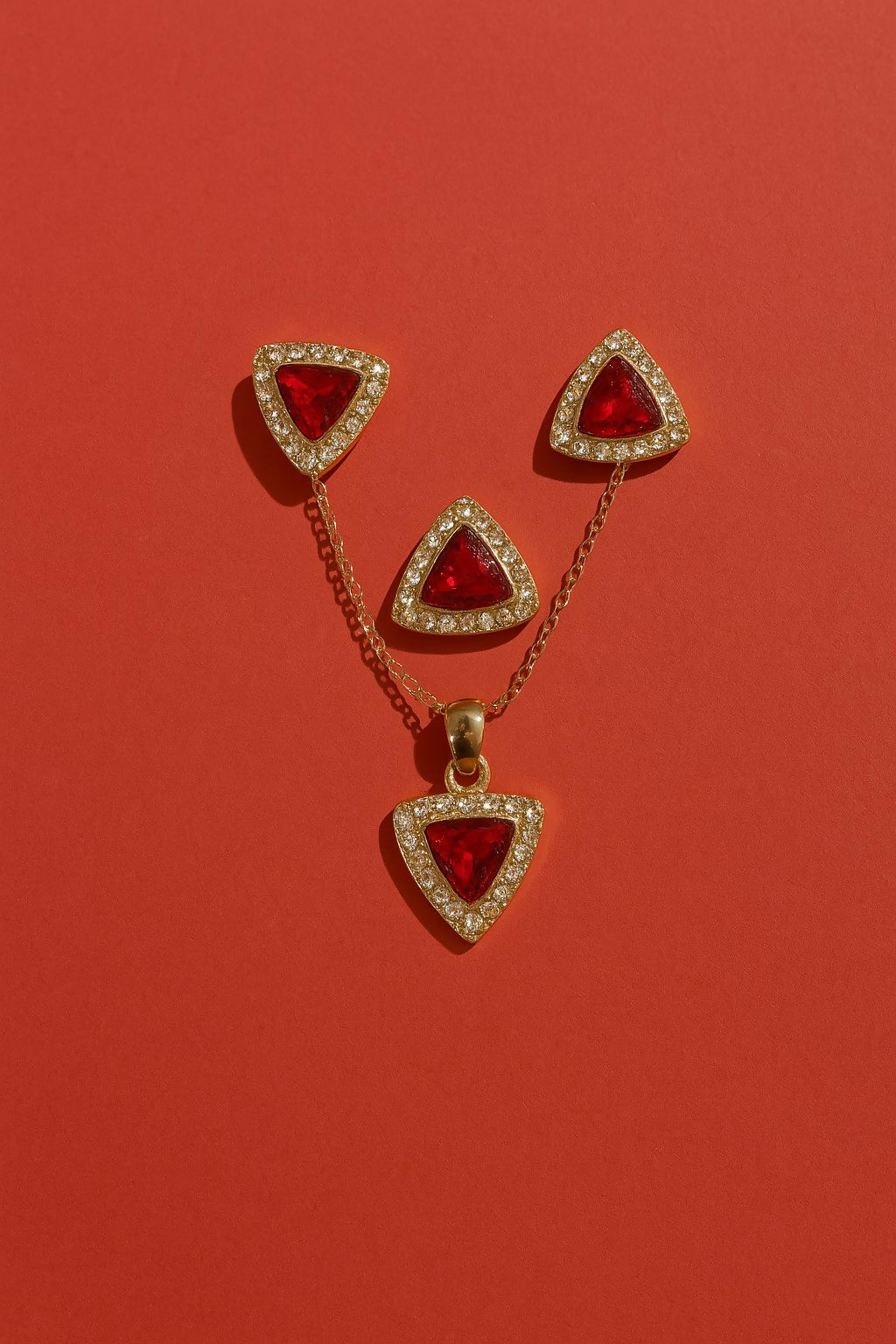 Elegant Women’s Red & Gold Gift Set with Designer Necklace, Bracelet, Earrings, and Stylish Analog Watch | 4-in-1 Jewelry & Watch Combo in Premium Orange Box for Birthday, Anniversary, and Festive Gifting