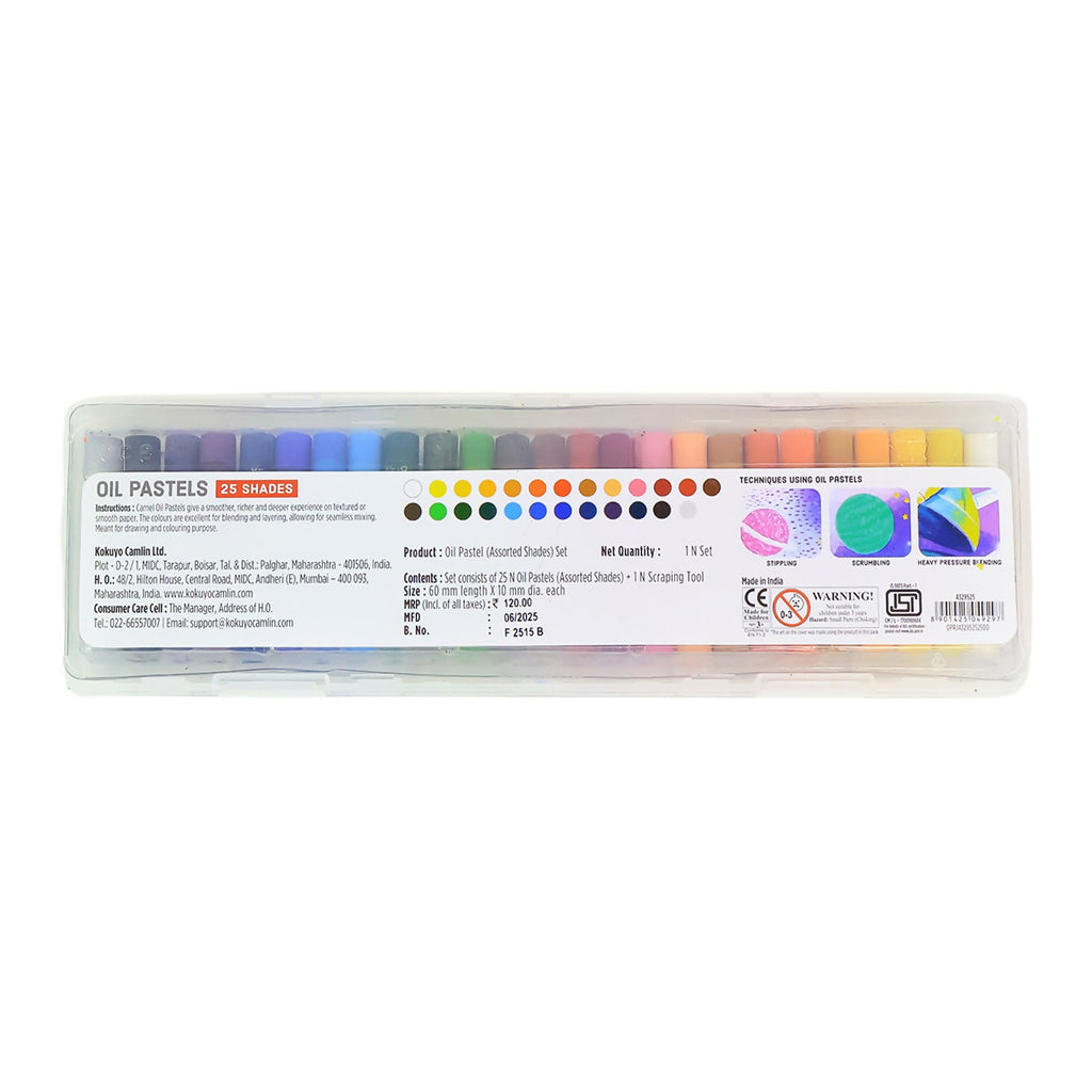 Camel Oil Pastels 25 Assorted Shades with Free Scraping Tool