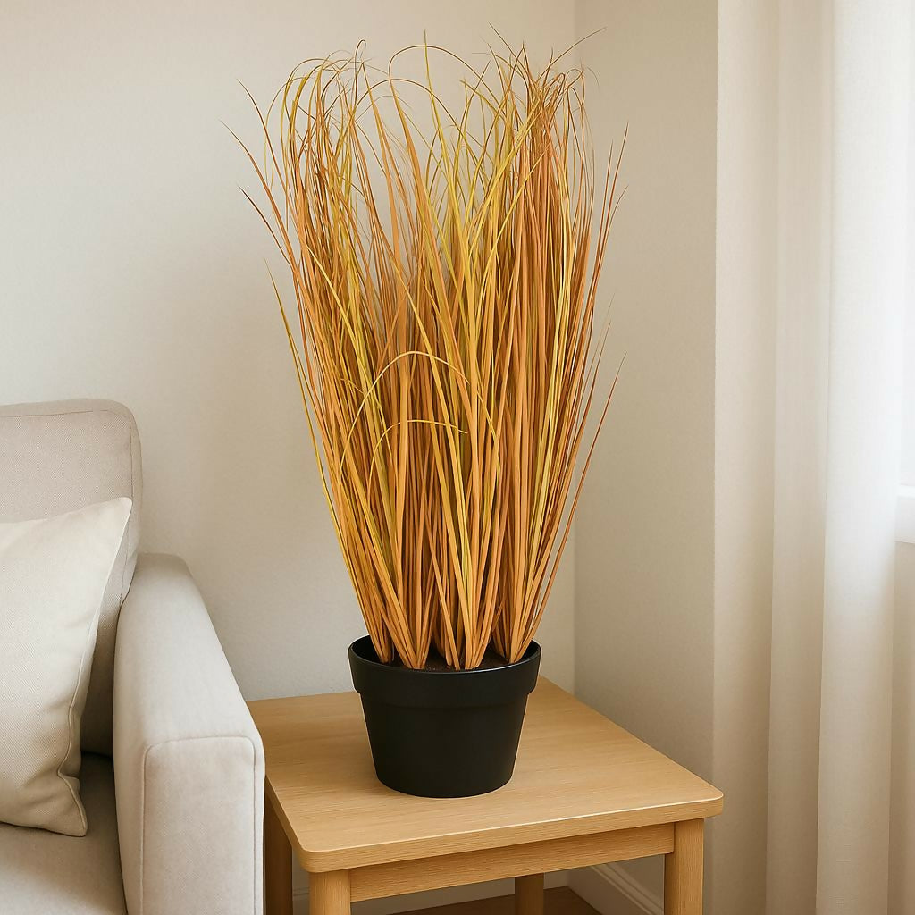 HOME DECOR Tall Artificial Dried Grass Plant in Black Pot – Decorative Faux Grass for Home Decor, Living Room, Corner Table, Balcony, or Office – Realistic Look, No Maintenance Indoor Plant