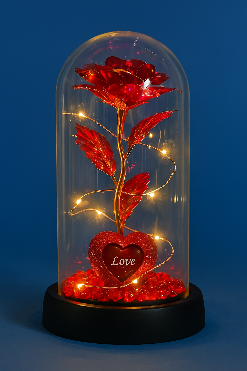 Eternal Rose Dome Lamp Thanksgiving Christmas Gifts for Women - Glass Galaxy Rose in Dome Beauty and The Beast Rose (Upgrade Version) flower Gifts for Birthday Anniversary and Party