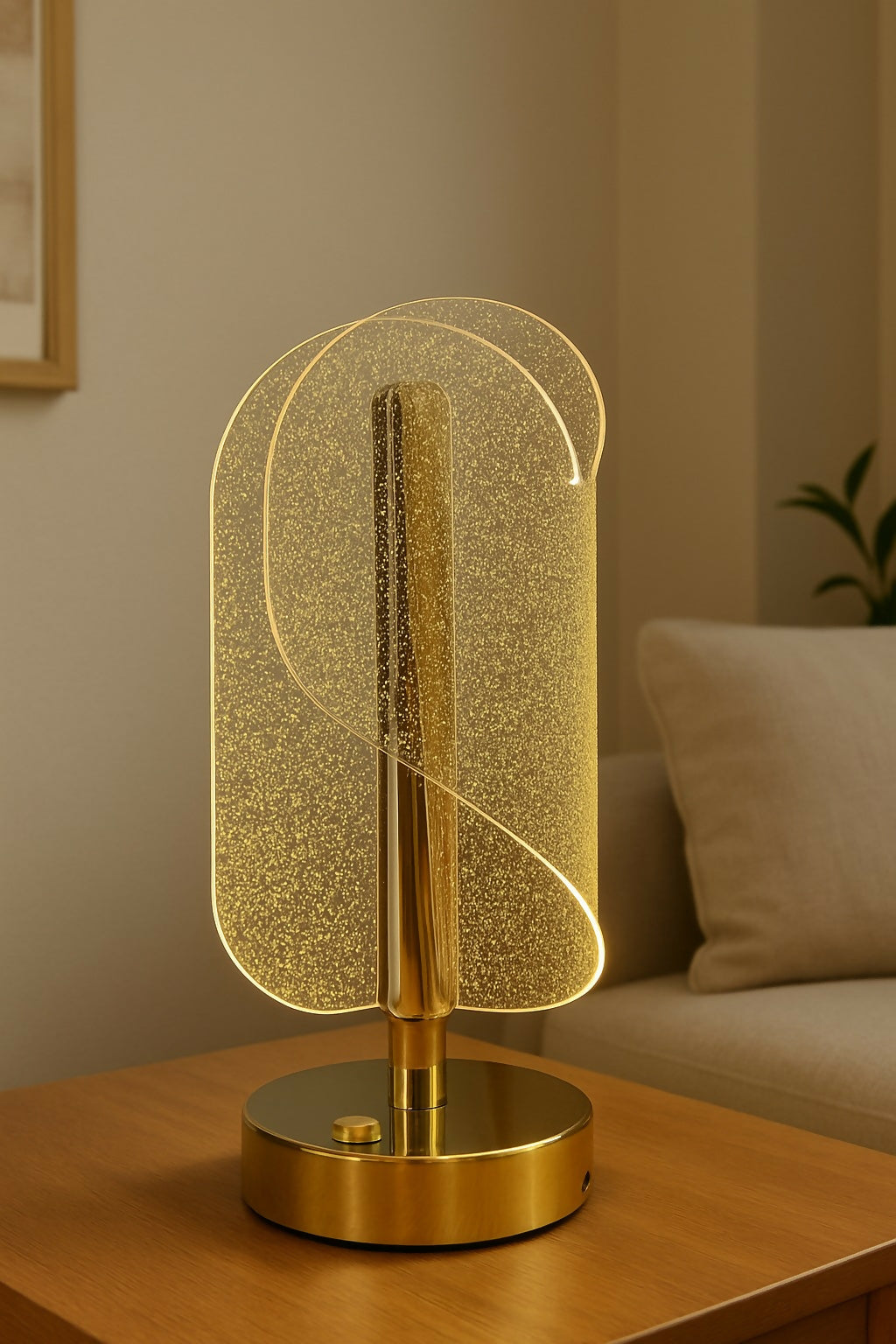 HOME DECOR Modern Luxury Spiral Crystal LED Table Lamp – Golden Glitter Glow Decorative Light for Home, Bedroom, Living Room, Office Desk, Nightstand & Gifting – Elegant Accent Lamp