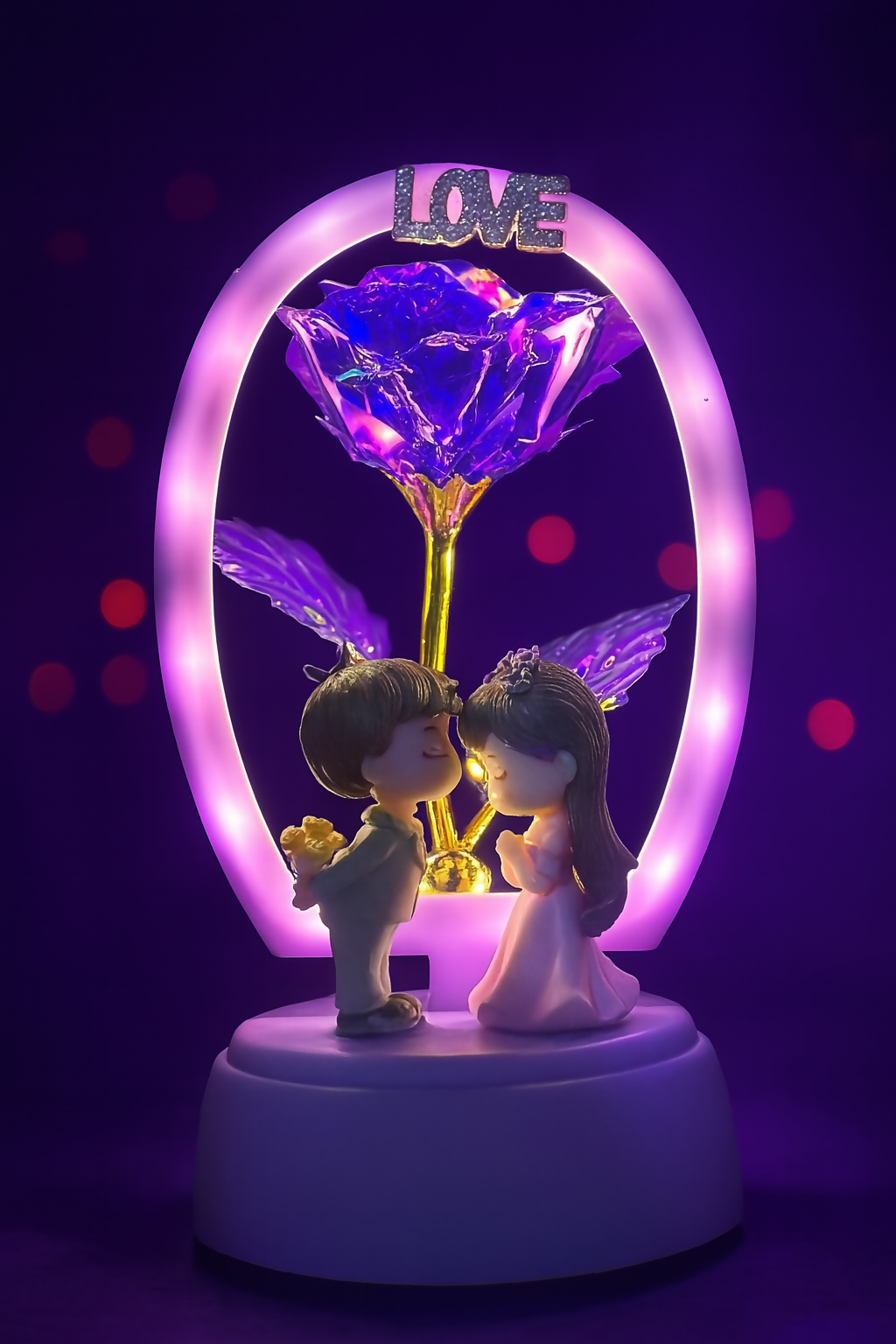 Purple Promise Love Showpiece Creative Love Couple Light Gift Set, Anniversary Christmas New Year Valentine's Decorative Showpiece