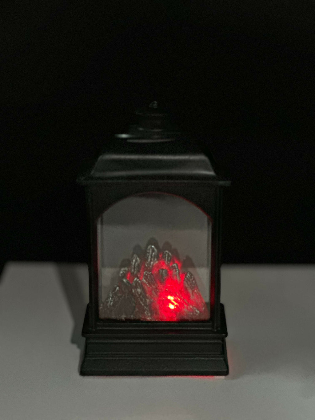 Mini LED Fireplace Lantern Black