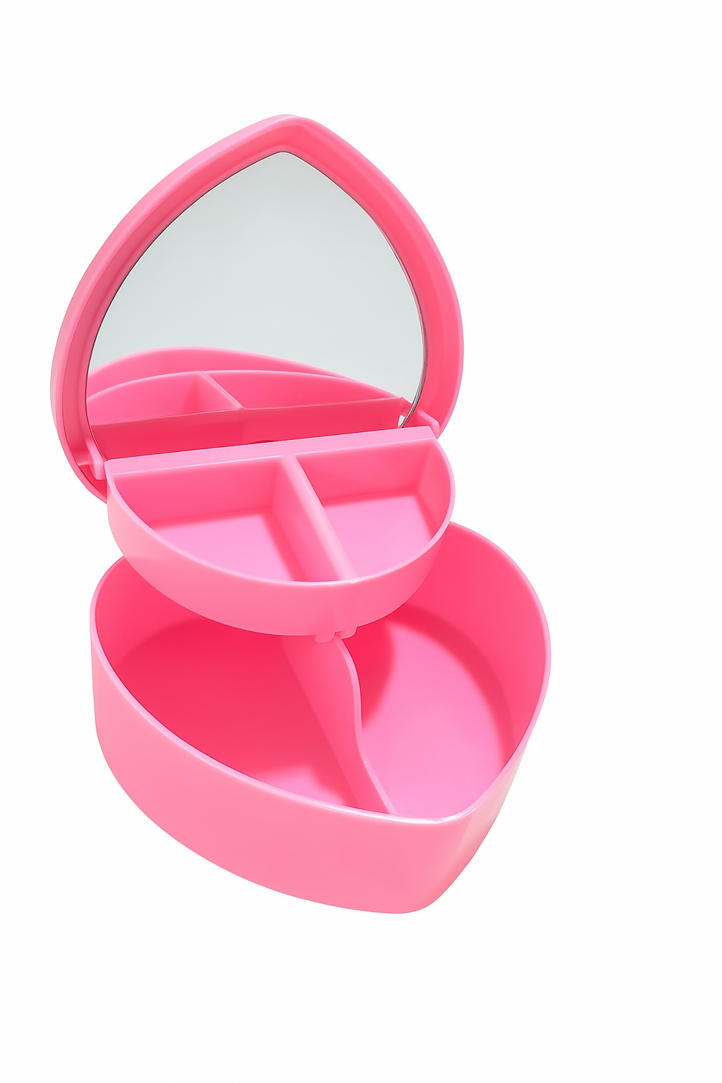 Heart Shaped Valentine's Day Gift Box with Floral Design and Red Bow – Romantic Decorative Storage Box for Chocolates, Jewelry, Small Gifts – Pink Rose Print Plastic Container for Couples, Anniversary, or Special Occasions