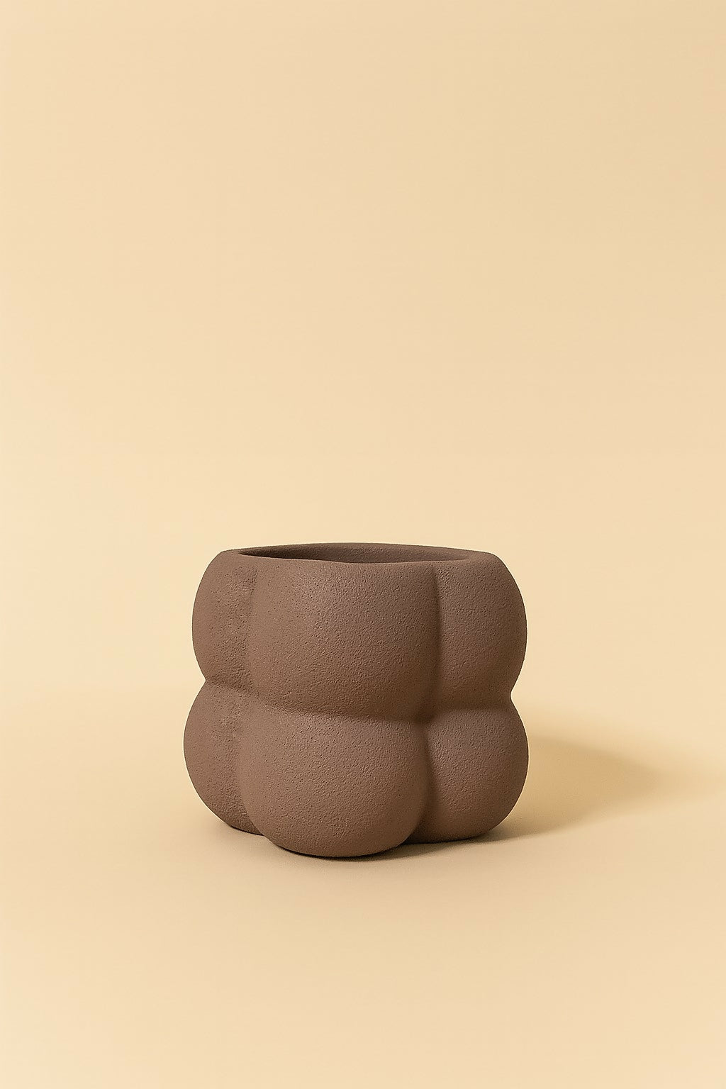 Modern Abstract Bubble Ceramic Planter Pot – Small Matte Brown Indoor Plant Pot with Textured Finish for Succulents, Herbs & Cacti – Unique Sculptural Home Decor Pot for Tabletop or Shelf Display