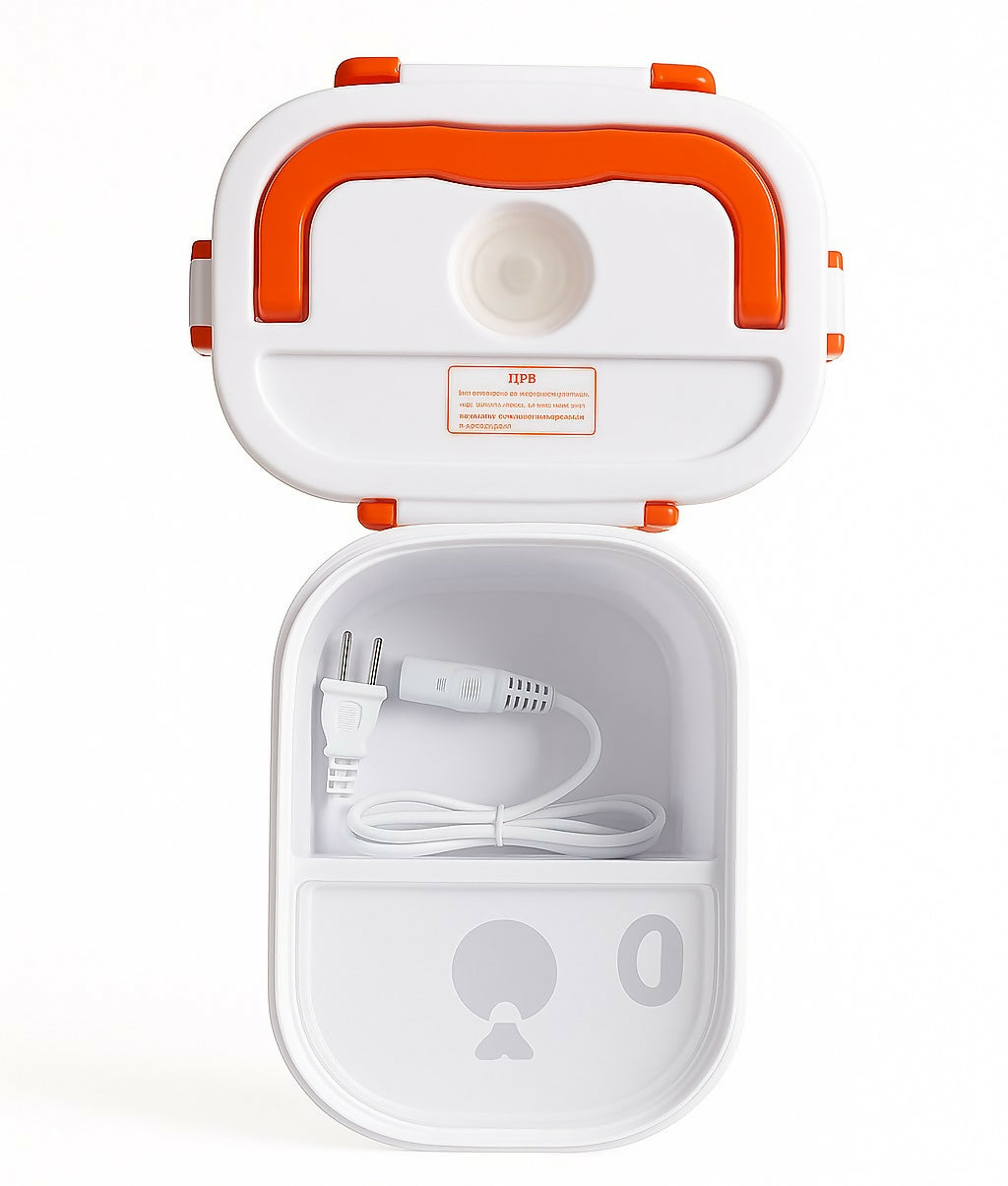 HeatMate Electric Lunch Box – Food Warmer Tiffin with Plug-in Heating (Red & White)