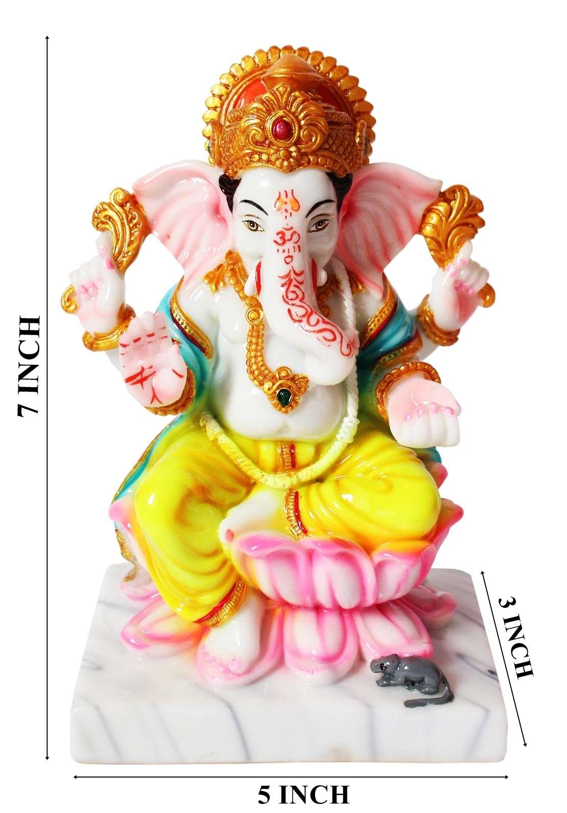 Hindu Deities Lakshmi and Ganesha Marble Statue (7 Inch)