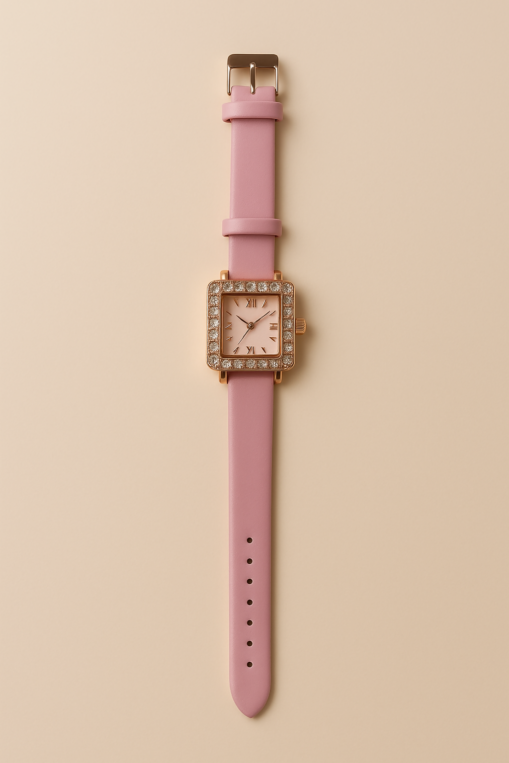 Luxury Girls' Gift Set – Pink Square Dial Analog Watch with Crystal Bezel & Matching Glitter Heart Keychain – Elegant Yellow Satin Gift Box for Birthdays, Anniversaries, Valentine's Day & Special Occasions