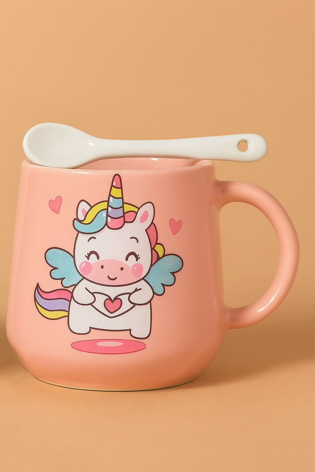 Unicorn Cartoon Ceramic Mug Set of 2 with Spoons – Cute Multicolor Gift Set for Kids & Couples – Adorable Pink and Green Coffee Mugs with 3D Unicorn Prints – Perfect for Birthday, Return Gift or Friendship Gift