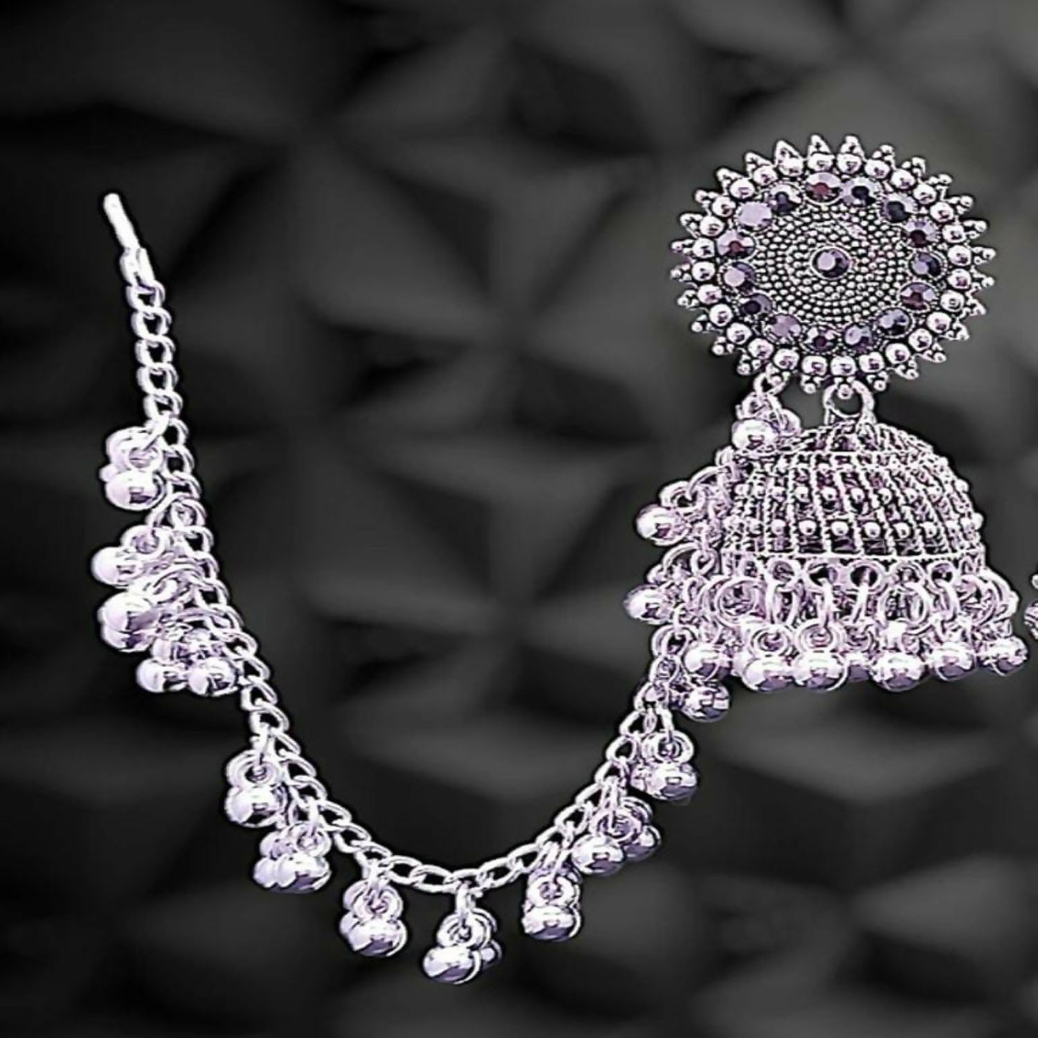Stylish Fancy Traditional Pearl Jhumka Earrings Navaratri Special Earrings Jhumka With Hair Chain For Women