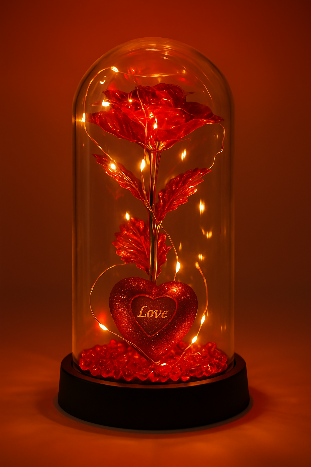 Eternal Rose Dome Lamp Thanksgiving Christmas Gifts for Women - Glass Galaxy Rose in Dome Beauty and The Beast Rose (Upgrade Version) flower Gifts for Birthday Anniversary and Party