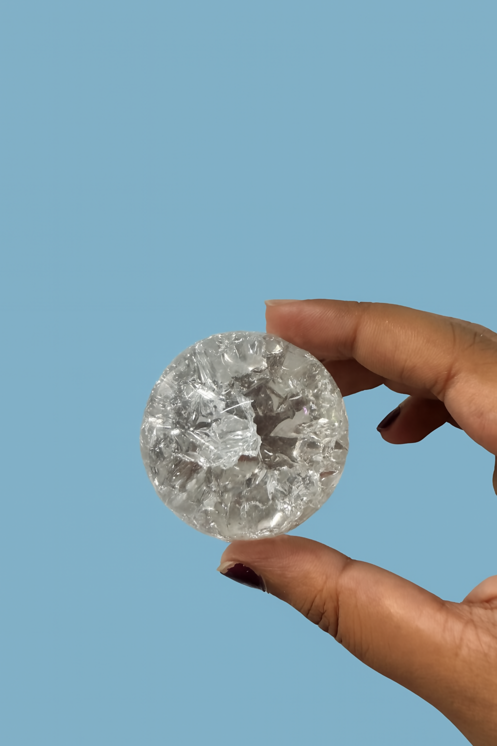 Clear Crackle Crystal Glass Ball for Home Decor | Feng Shui Vastu Energy Sphere | Transparent Crystal Orb Showpiece for Tabletop or Office
