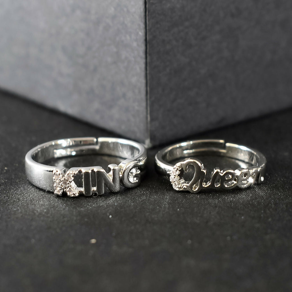 KING QUEEN NAME DESIGNED COUPLE RINGS