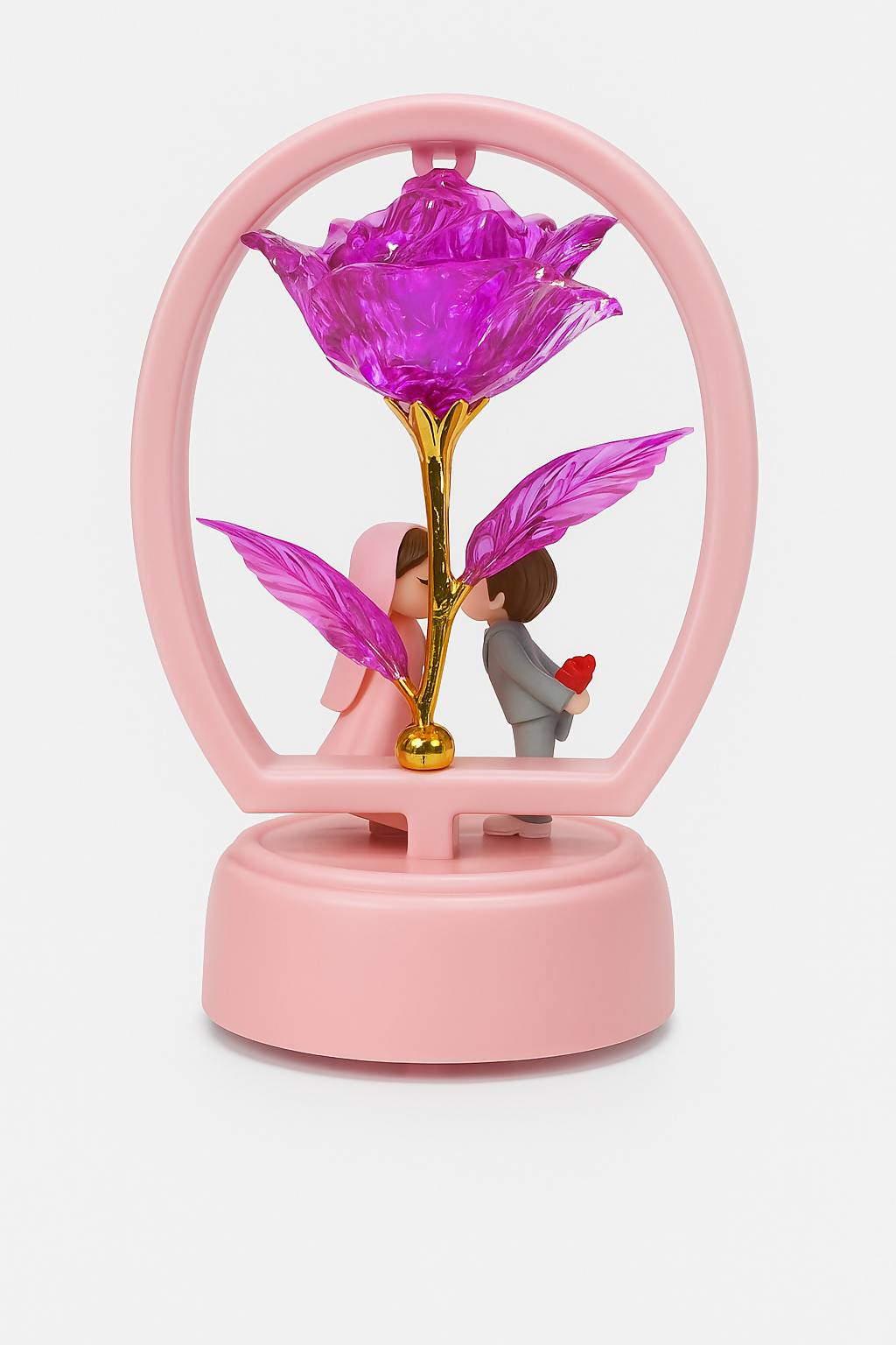 Romantic LED Rose Couple Figurine Showpiece with LOVE Light – Wedding Bride & Groom Night Lamp Gift for Valentine, Anniversary, Birthday, and Bedroom Table Decor