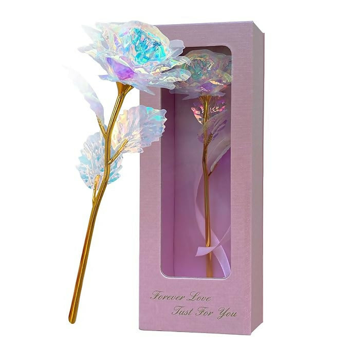 Elegant Galaxy Rose – Iridescent Artificial Flower Decoration for Home, Office, or Romantic Gift – Perfect for Anniversary, Valentine's Day, or Table Centerpiece Display