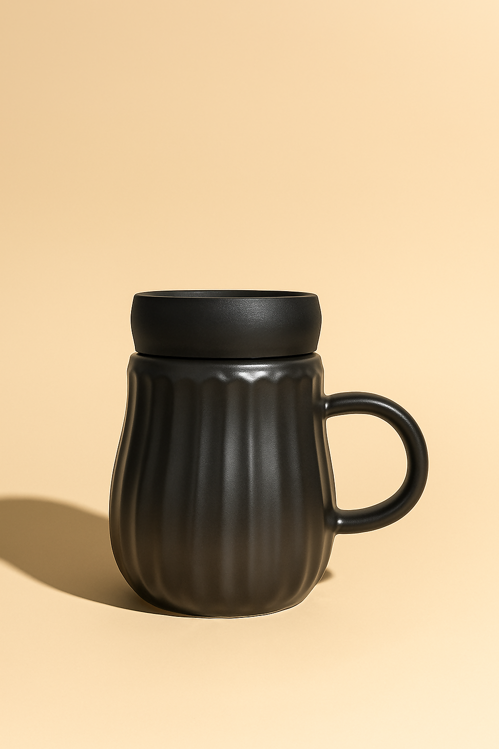 Premium Black Ceramic "King" Coffee Mug with Gold Crown Print – Elegant Matte Finish Tea Mug for Men with Lid – Gift for Husband, Boyfriend, Brother