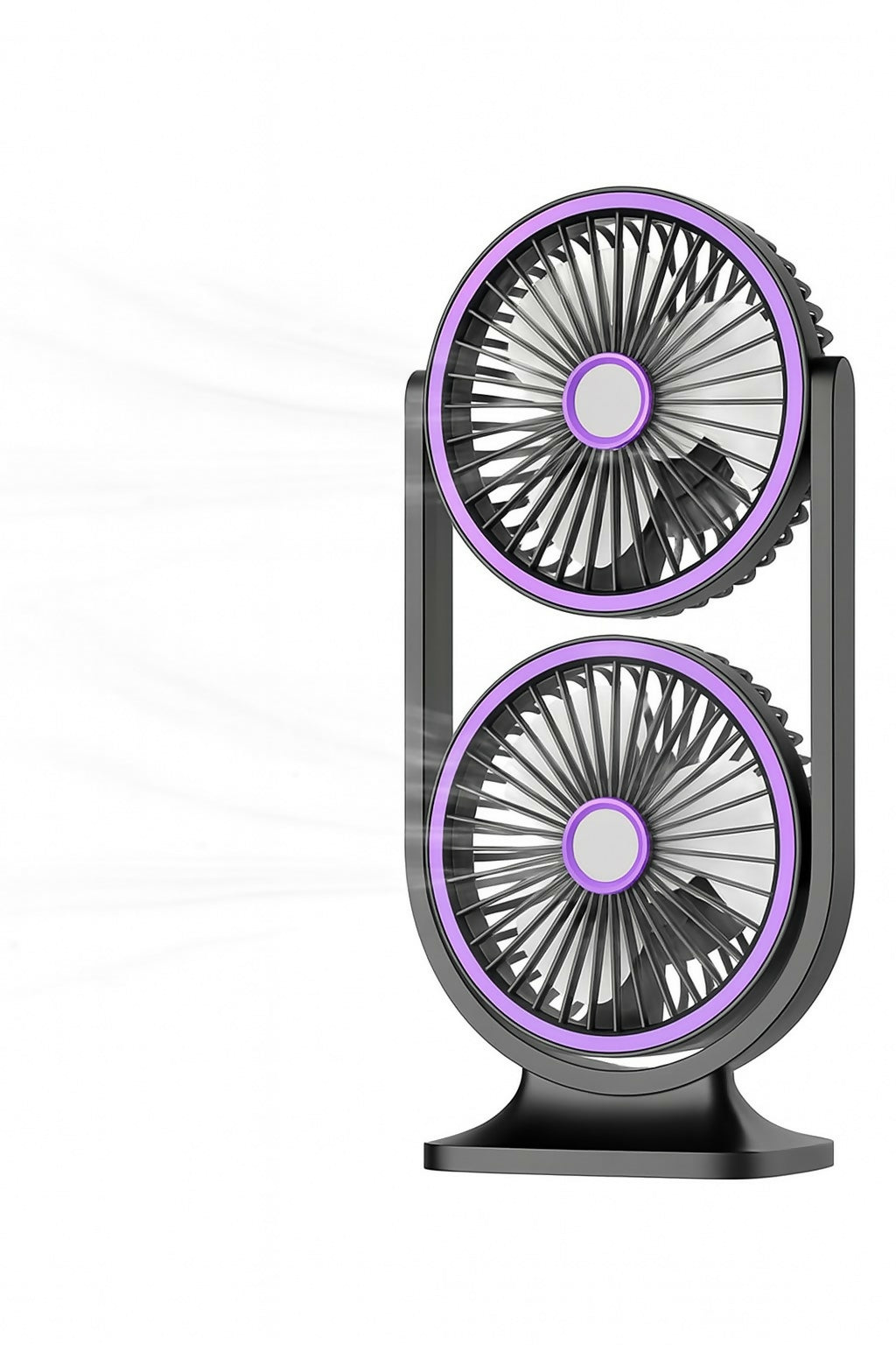 Double Head Circulating Desk Fan – Dual Blade USB Rechargeable Table Fan with Quiet Operation & Modern Gray-Purple Design – Powerful Cooling Airflow for Home Office, Study Table, or Bedroom Use