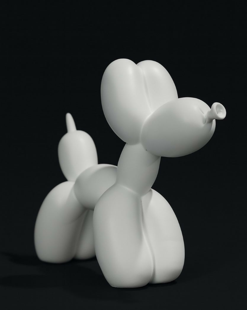 HOME DECOR Modern White Balloon Dog Sculpture Showpiece | Minimalist Resin Decorative Statue for Home, Living Room, Office Desk, Tabletop & Gifting