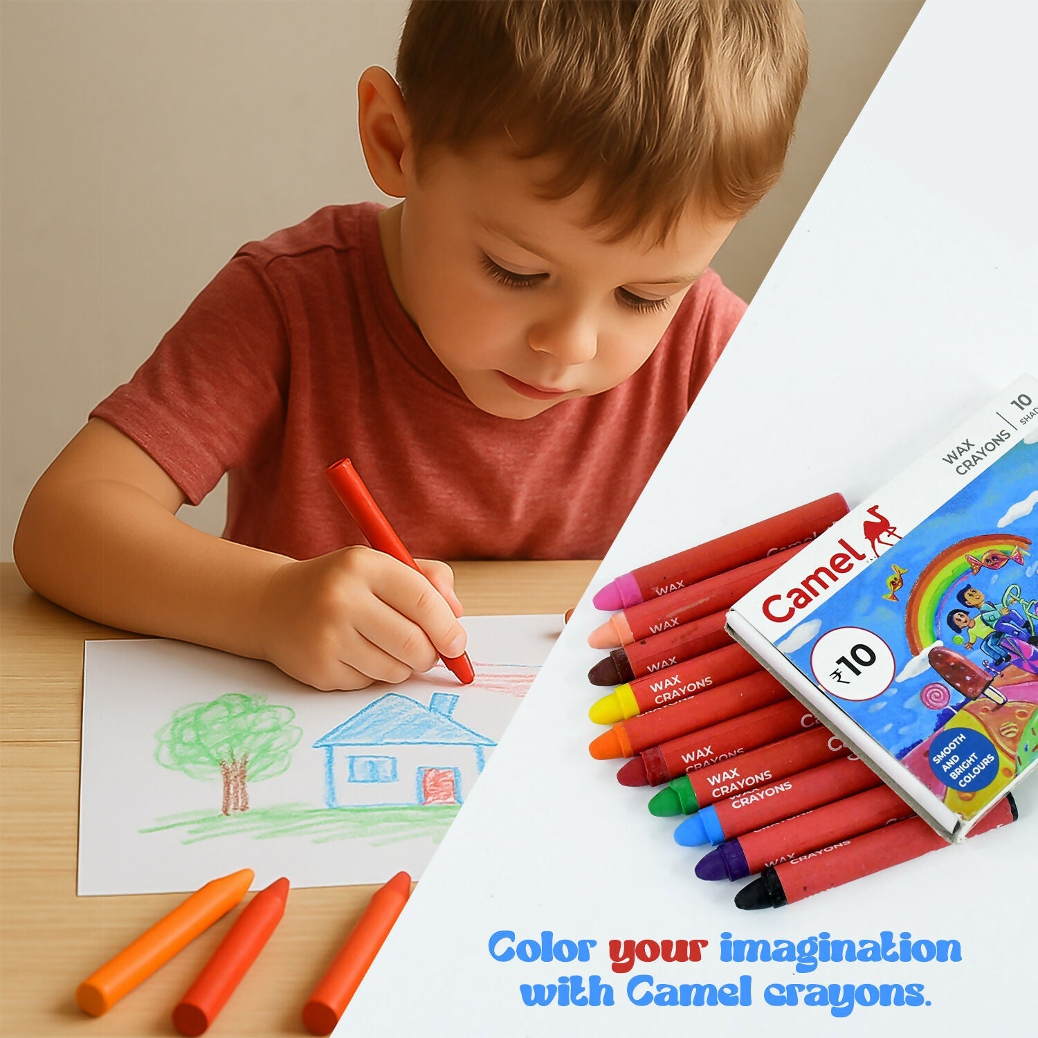 Camel Wax Smooth Crayons - 10 Shades