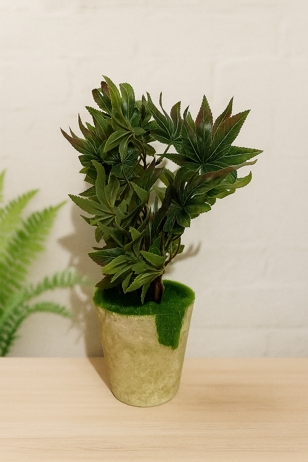 Artificial Potted Plant – Decorative Faux Green Plant in Mossy Textured Pot for Tabletop, Office Desk, and Indoor Home Decor – Realistic Look, Low Maintenance, Perfect for Gifting and Eco-Friendly Styling