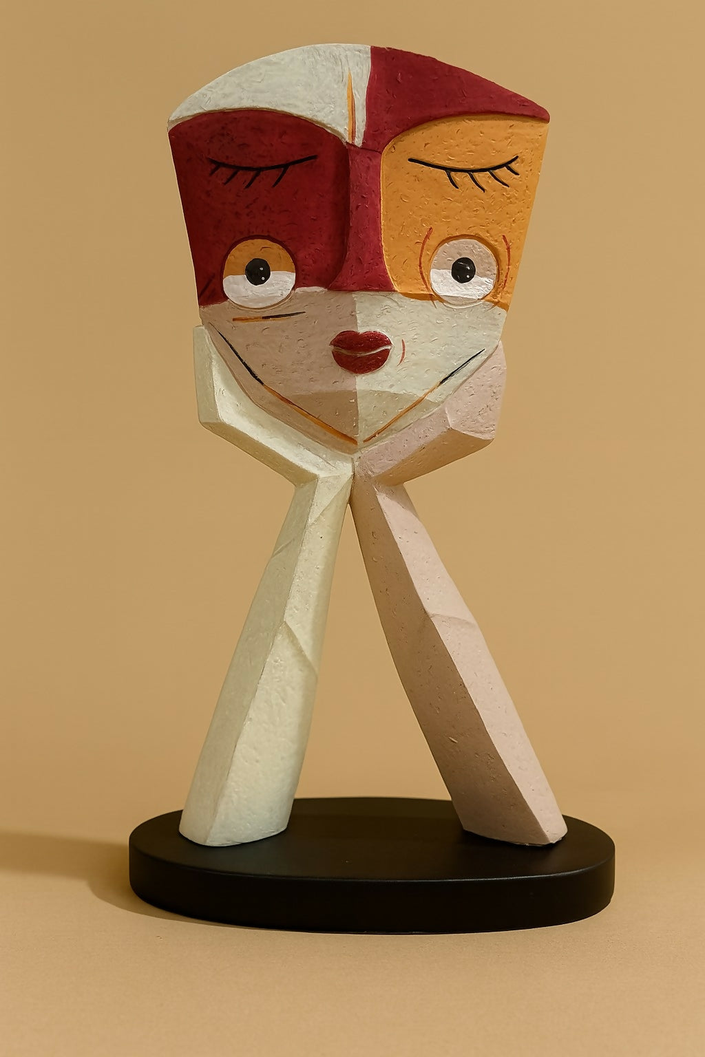 HOME DECOR Abstract Multicolor Face Sculpture | Handcrafted Wooden Resin Decorative Showpiece for Home, Living Room, Office, Shelf & Artistic Gift Décor