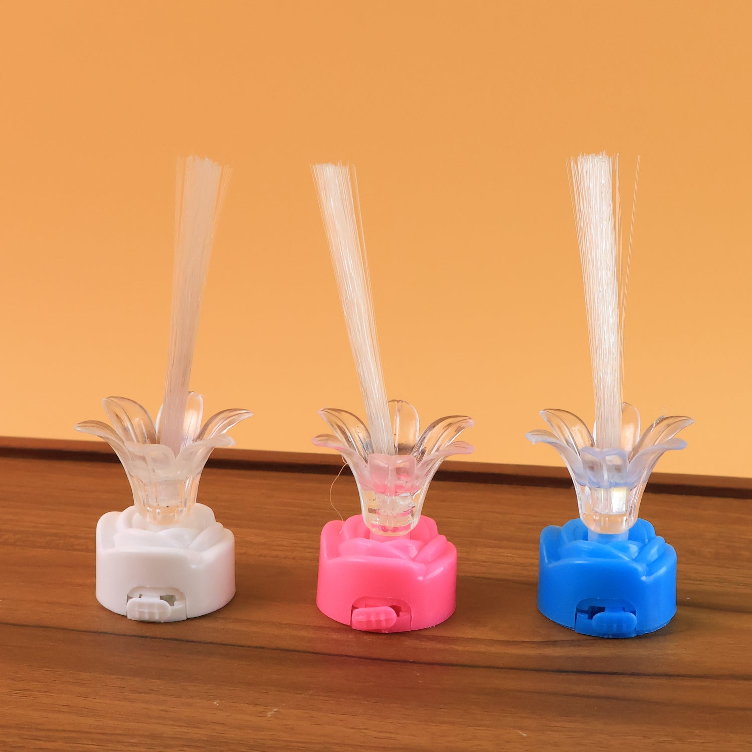 Multi-Color LED Fiber Optic Flower Night Lamps (Mix Color / 3 Pc)