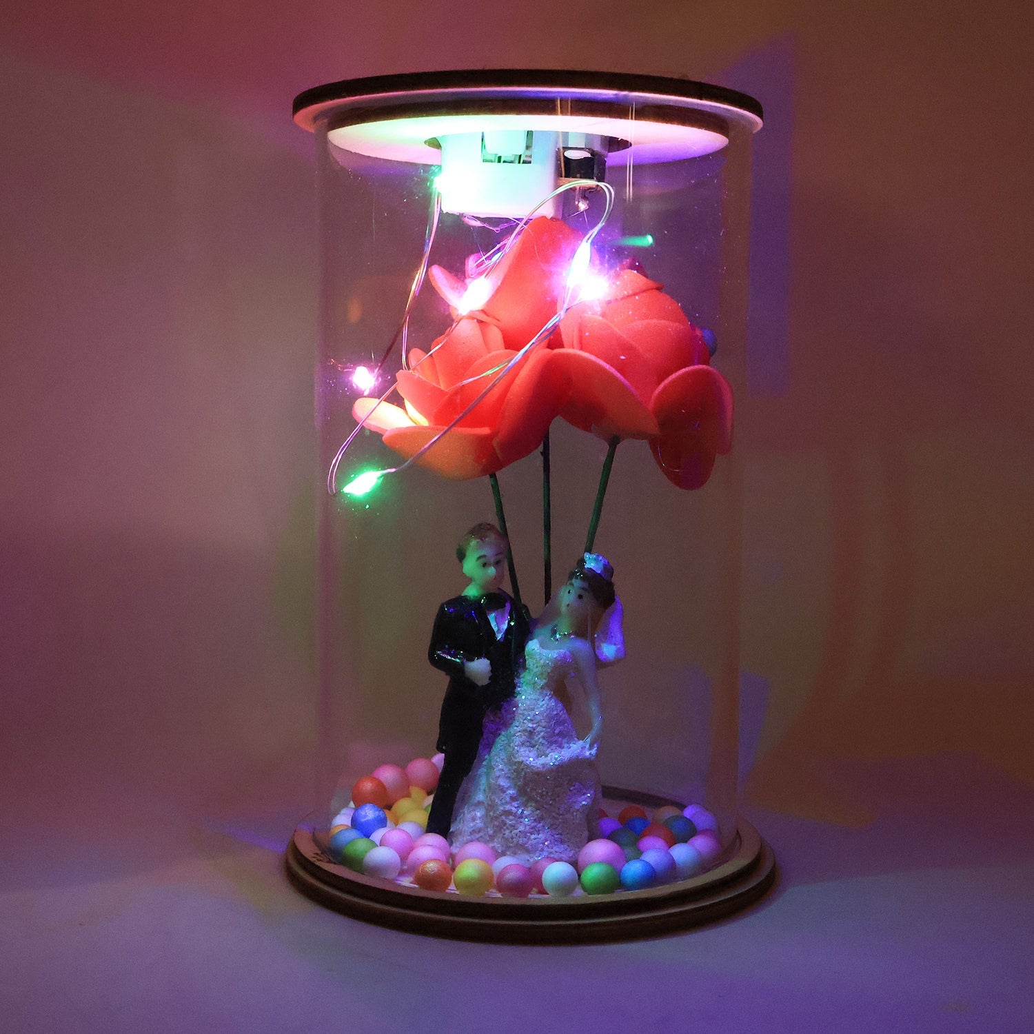 Wedding Couple with LED Rose Lamp (1 Pc)