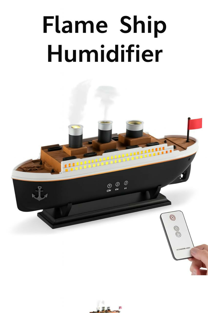 Luxury Titanic-Inspired Jellyfish Aroma Diffuser with Colorful Gradient Ambient LED Lights, Ultrasonic Essential Oil Humidifier, 3 Smokestack Mist Outlets – Ship Design Home Decor and Aromatherapy Machine