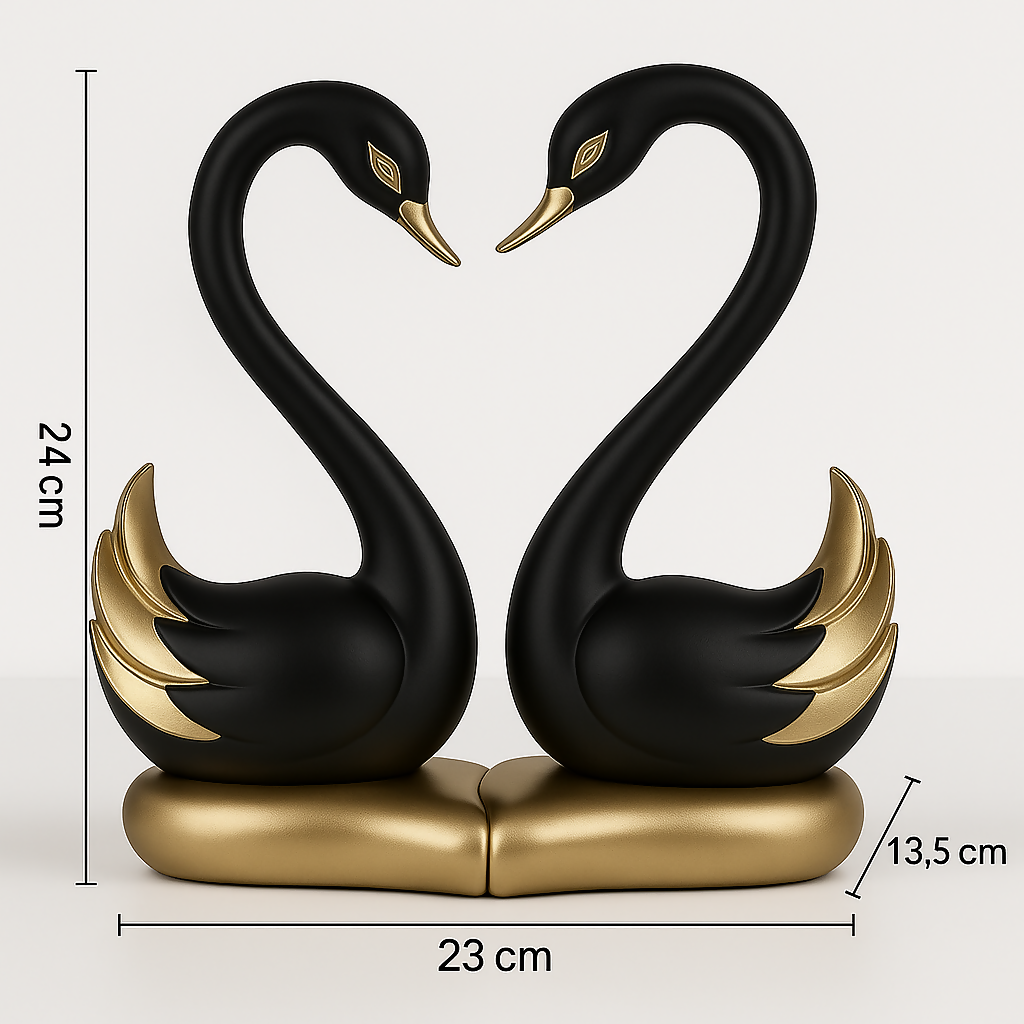 HOME DECOR Black & Gold Swan Couple Showpiece – Romantic Home Decor Figurine