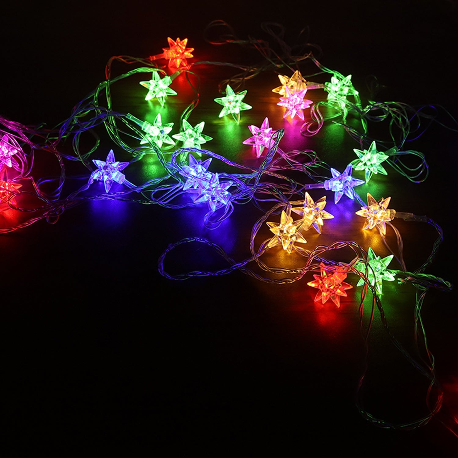 Multicolor LED Decorative String Light with Star-Shaped Covers (8 Meter)