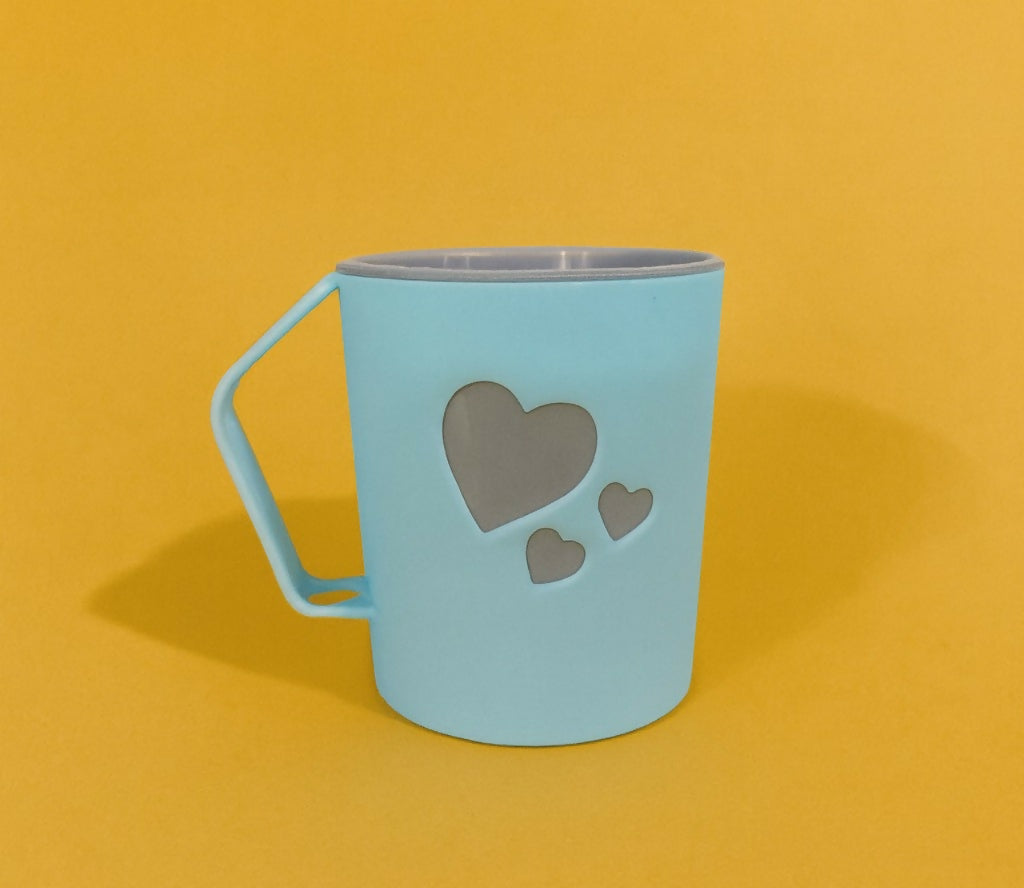 Stylish Blue Coffee Mug with Cutout Heart Design | Lightweight Modern Cup for Tea, Coffee, Milk & Beverages | Cute Love-Themed Gift for Couples, Friends, Kids & Everyday Use
