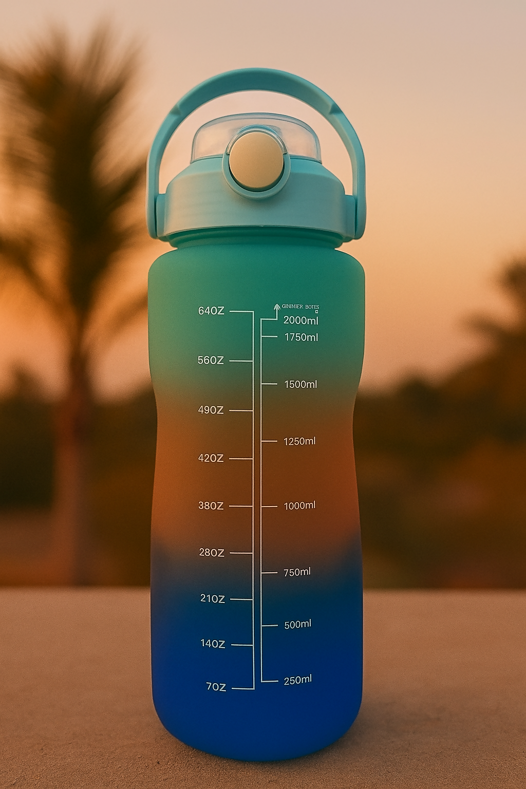 AquaRise Gradient Water Bottle Set – 3-Pack (300ml–1L) with Time Markers & Inspirational Quotes – BPA-Free Hydration Bottles – Sunset Blue Edition