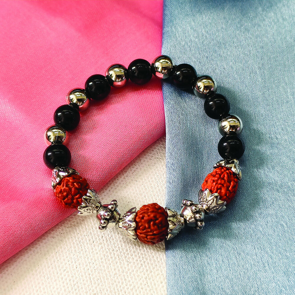 Black Beads And Rudraksha Bracelet