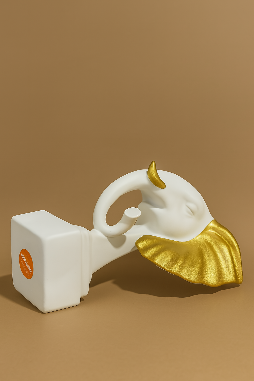 HOME DECOR Luxury White and Gold Elephant Head Showpiece