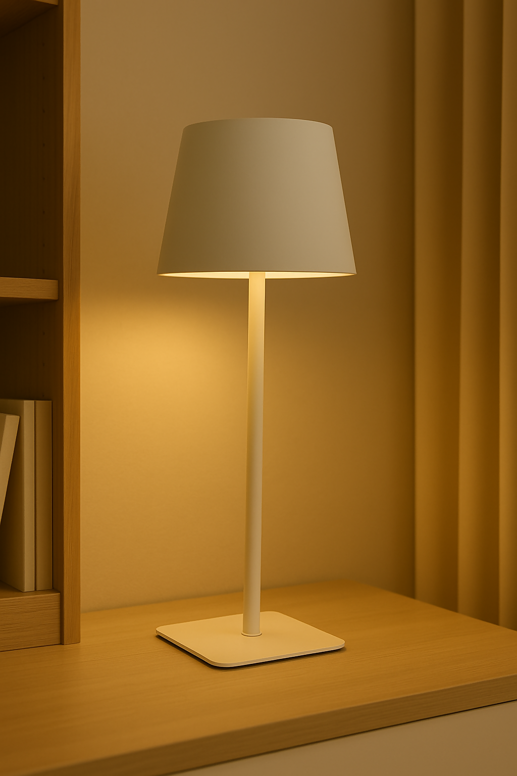 HOME DECOR Minimalist LED Table Lamp – Warm Light, Modern Bedside/Desk Lamp (White)
