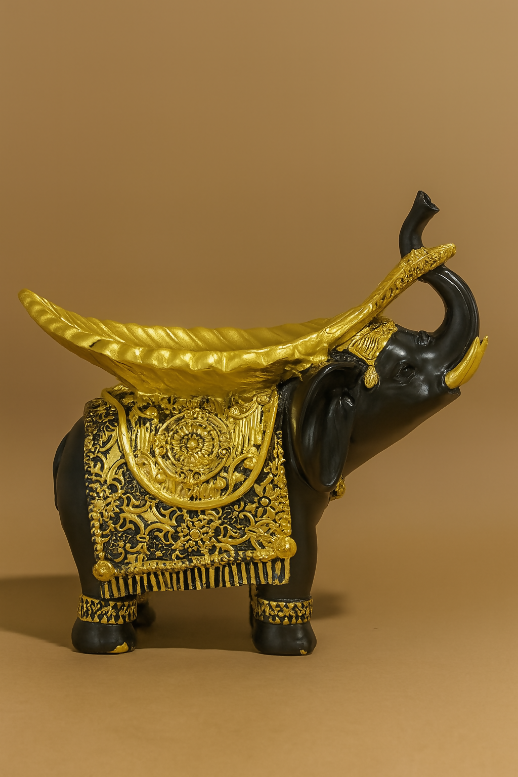 HOME DECOR Royal Black and Gold Elephant Statue  – Luxury Indian Figurine